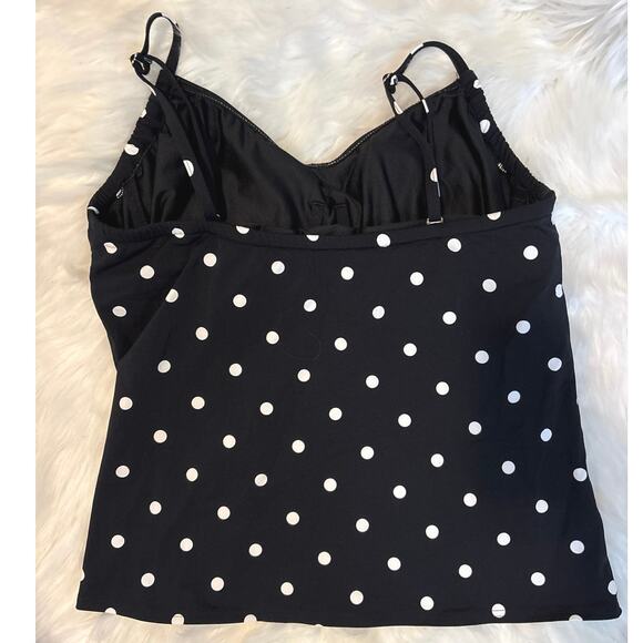 Lands End Polka Dot Supportive Underwire Tankini Top 18 Long - Picture 4 of 6